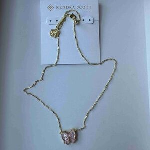 Kendra Scott Gold Necklace with Pink Butterfly Pendant